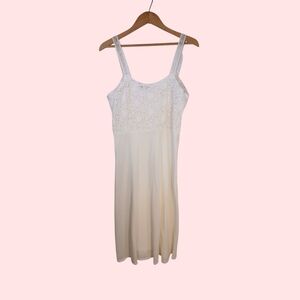 Vintage 50s 60s Full Slip White W Lace